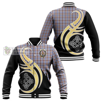 Boswell Tartan Baseball Jacket with Family Crest and Celtic Symbol Style