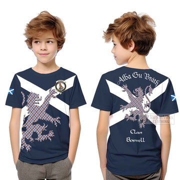 Boswell Tartan Lion Rampant Kid T-Shirt Proudly Display Your Heritage with Alba Gu Brath and Clan Name