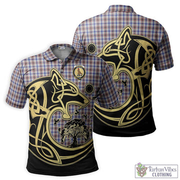 Boswell Tartan Polo Shirt with Family Crest Celtic Wolf Style