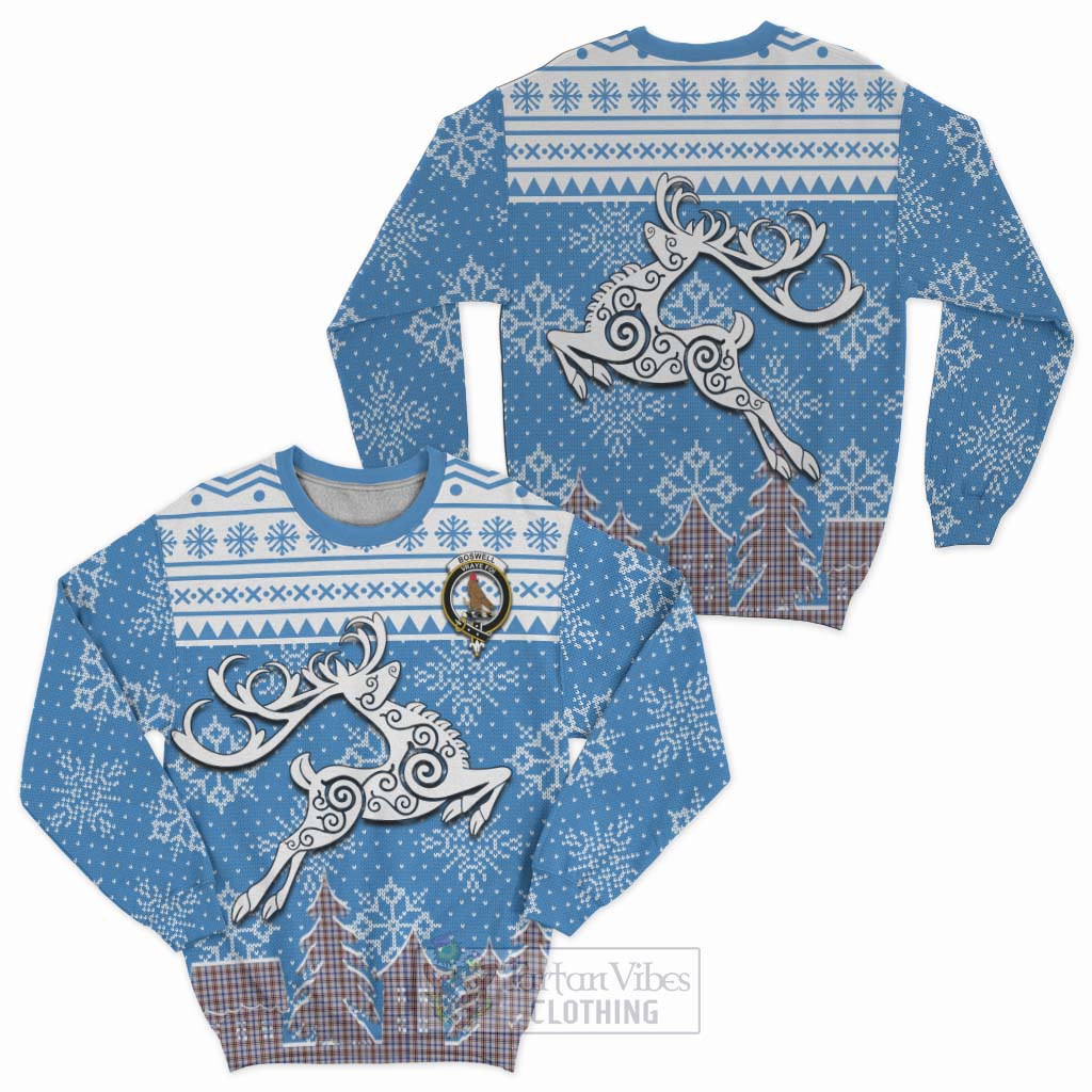 Tartan Vibes Clothing Boswell Clan Christmas Sweatshirt Celtic Reindeer Style