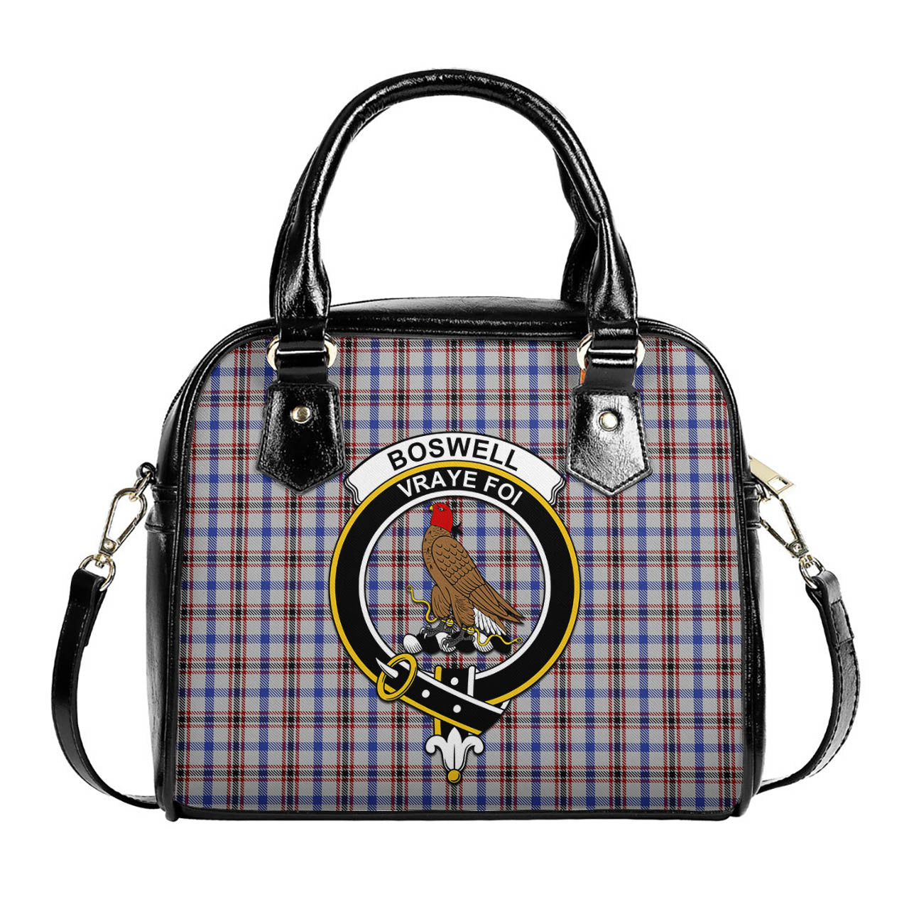 Boswell Tartan Shoulder Handbags with Family Crest One Size 6*25*22 cm - Tartanvibesclothing