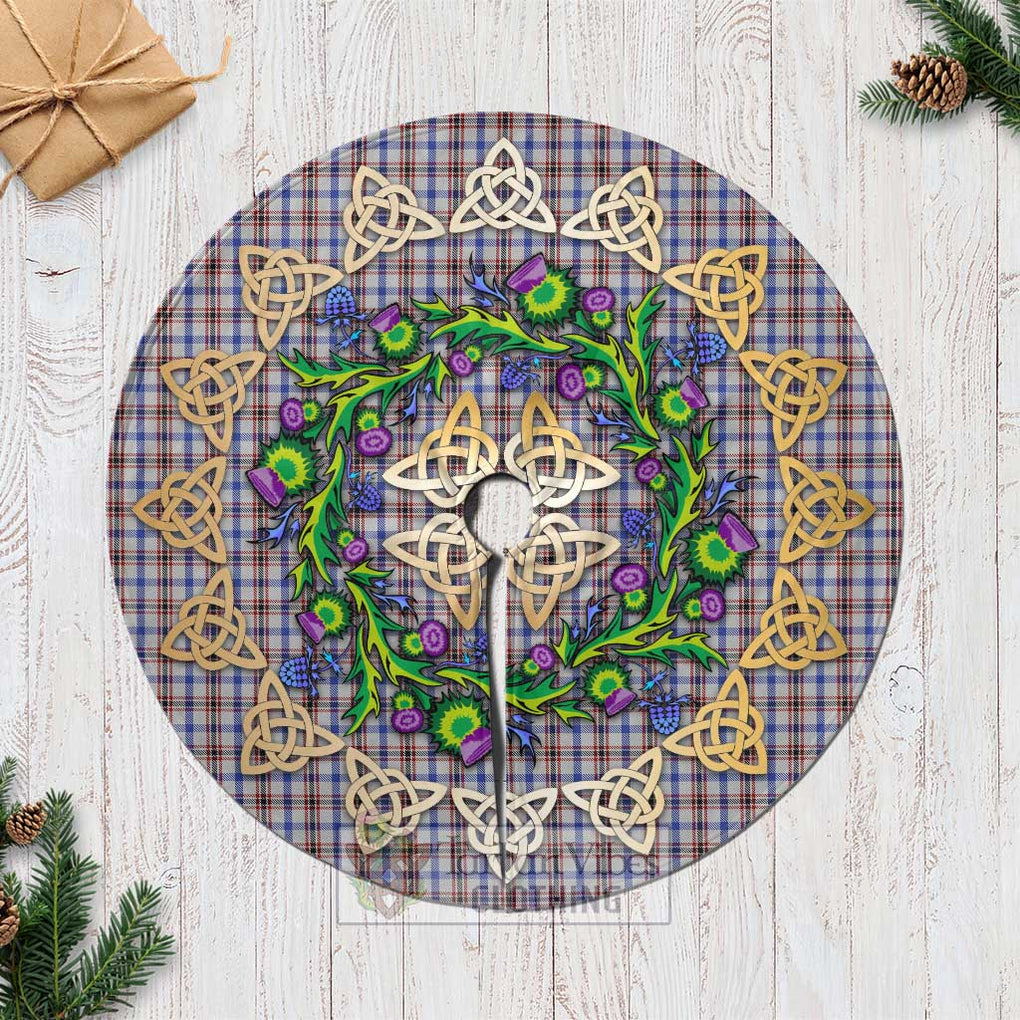 Tartan Vibes Clothing Boswell Tartan Christmas Tree Skirt with Thistle Celtic Knot Style