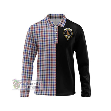 Boswell Tartan Long Sleeve Polo Shirt with Family Crest and Half Of Me Style