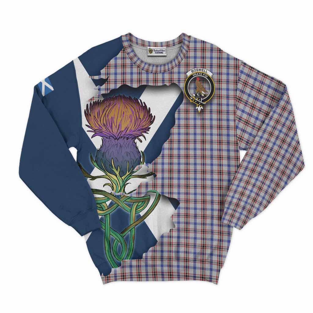 Boswell Tartan Family Crest Sweatshirt Scottish Thistle Celtic Inspired Unisex - Tartan Vibes Clothing
