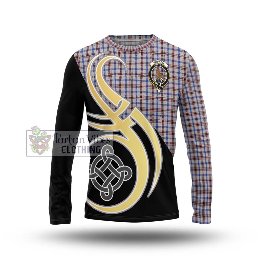 Boswell Tartan Long Sleeve T-Shirt with Family Crest and Celtic Symbol Style Unisex - Tartan Vibes Clothing