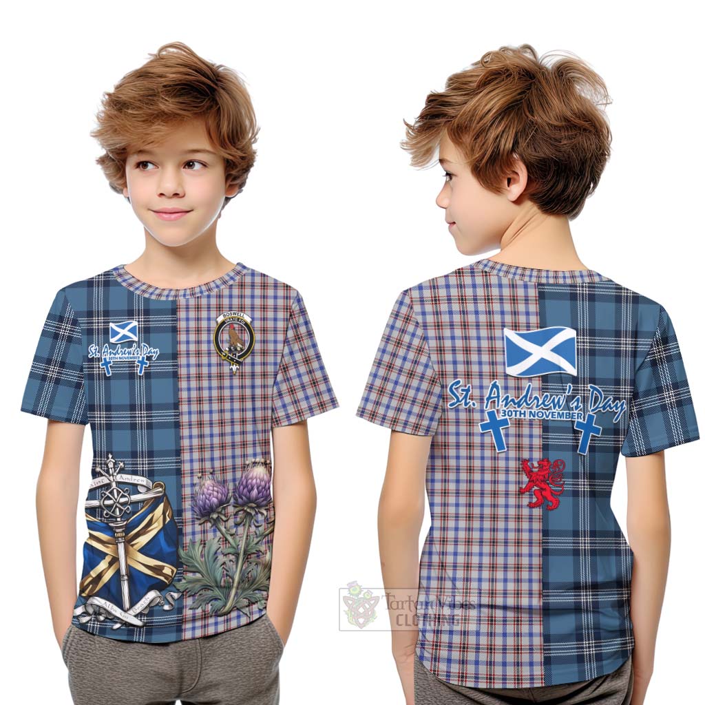 Tartan Vibes Clothing Boswell Tartan Kid T-Shirt Happy St. Andrew's Day Half Tartan Style