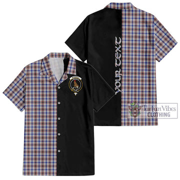 Boswell Tartan Short Sleeve Button Shirt with Family Crest and Half Of Me Style