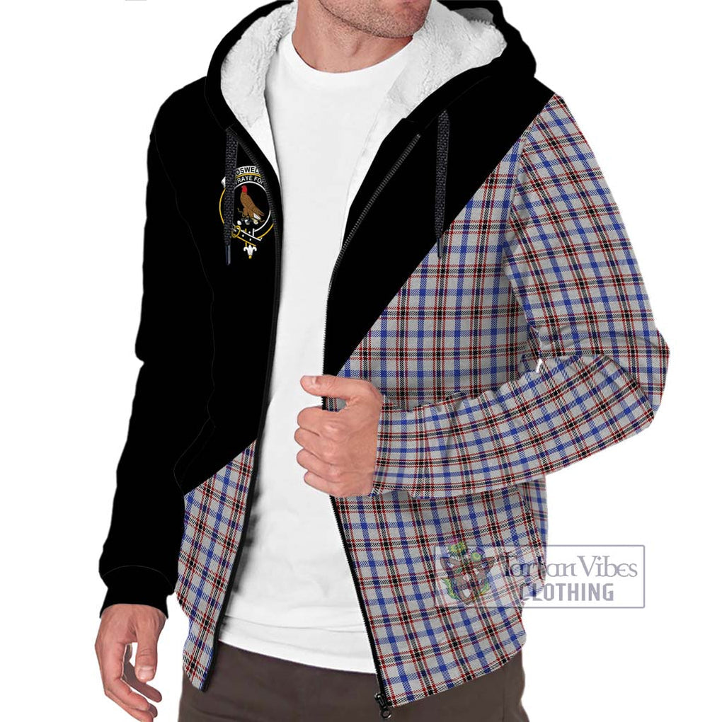 Boswell Tartan Sherpa Hoodie with Family Crest and Military Logo Style Unisex S - Tartanvibesclothing Shop