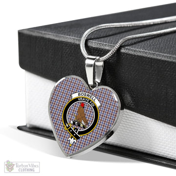 Boswell Tartan Heart Necklace with Family Crest