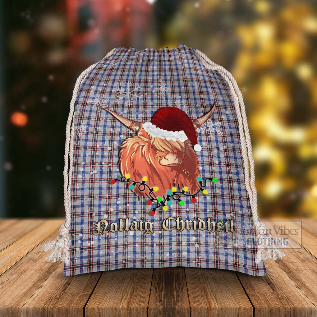 Tartan Vibes Clothing Boswell Tartan Christmas Santa's Bag with Highland Cow