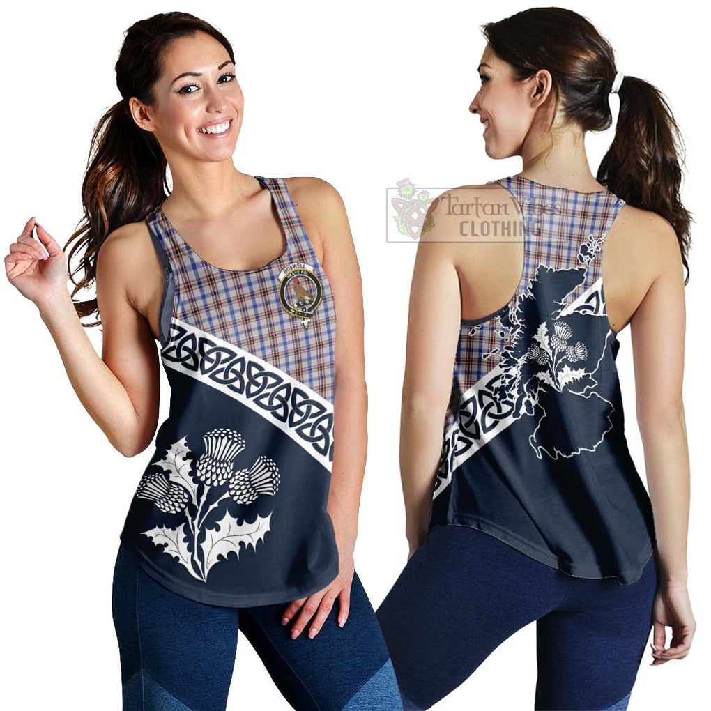 Tartan Vibes Clothing Boswell Tartan Women's Racerback Tanks Featuring Thistle and Scotland Map