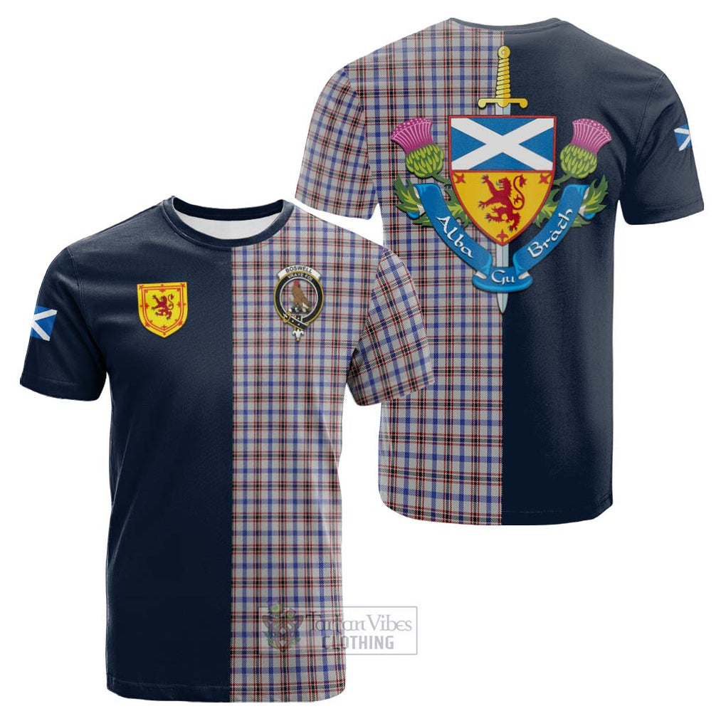 Tartan Vibes Clothing Boswell Tartan Cotton T-shirt with Scottish Lion Royal Arm Half Style