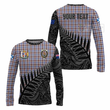 Boswell Crest Tartan Long Sleeve T-Shirt with New Zealand Silver Fern Half Style