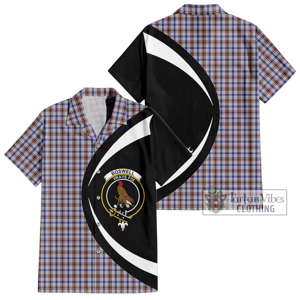 Boswell Tartan Short Sleeve Button Up with Family Crest Circle Style Kid - Tartan Vibes Clothing