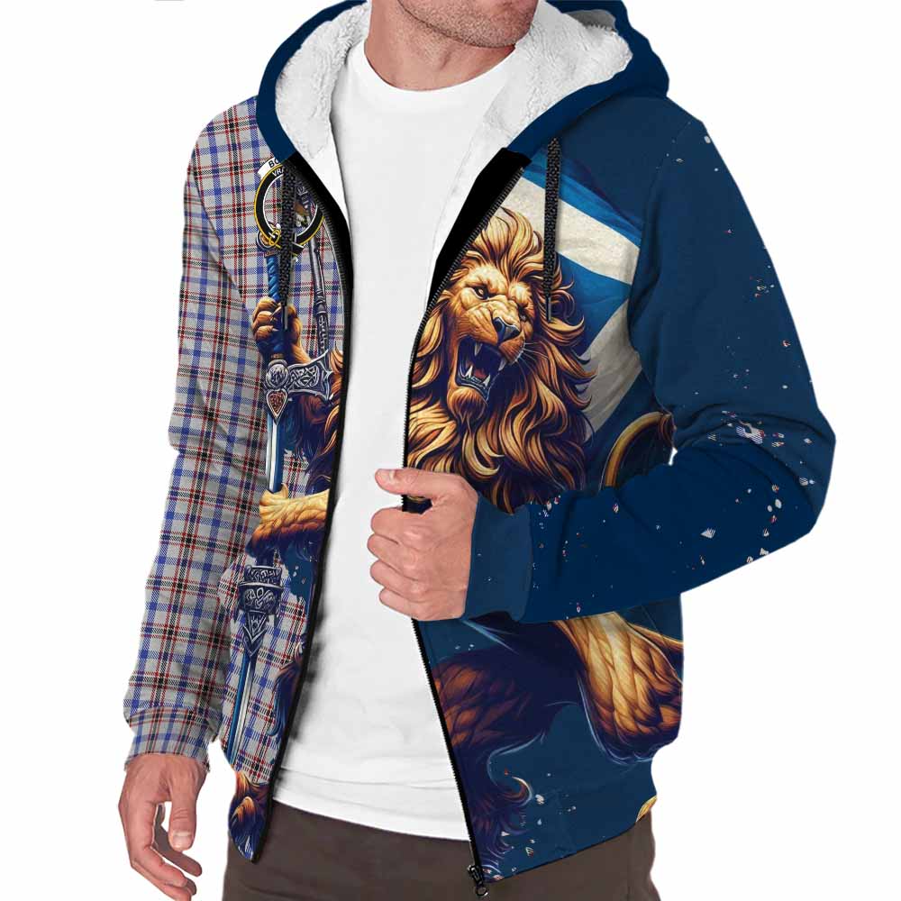 Tartan Vibes Clothing Boswell Tartan Family Crest Sherpa Hoodie with Scottish Majestic Lion