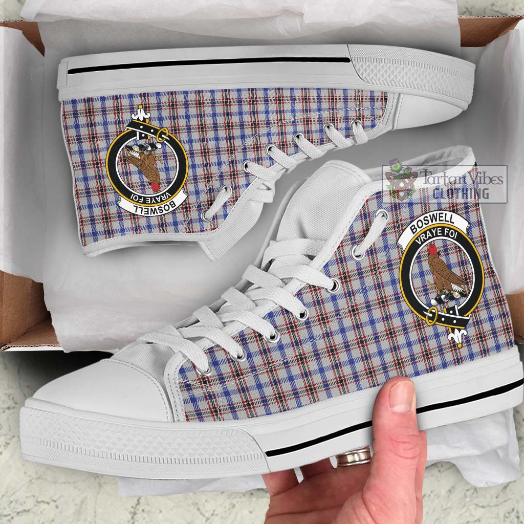 Tartan Vibes Clothing Boswell Tartan High Top Shoes with Family Crest