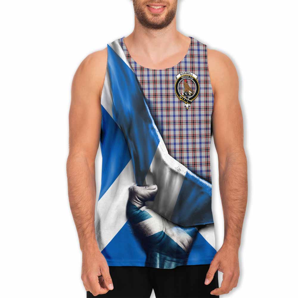 Tartan Vibes Clothing Boswell Tartan Men's Tank Top with Family Crest Scotland Patriotic Style