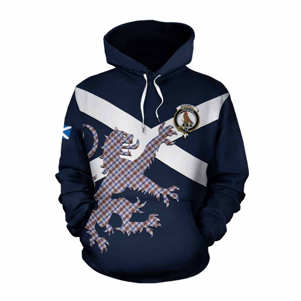 Tartan Vibes Clothing Boswell Tartan Lion Rampant Cotton Hoodie Proudly Display Your Heritage with Alba Gu Brath and Clan Name