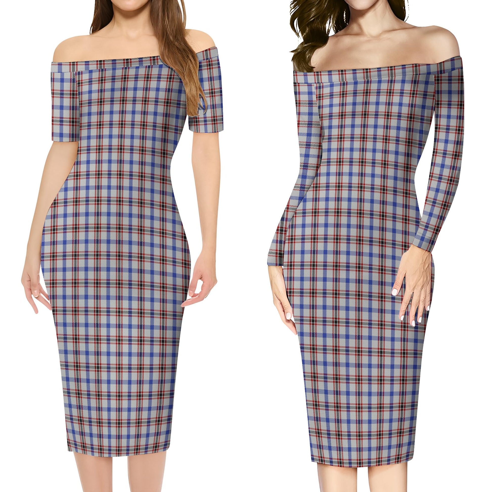 Boswell Tartan Off Shoulder Lady Dress Women's Dress - Tartanvibesclothing