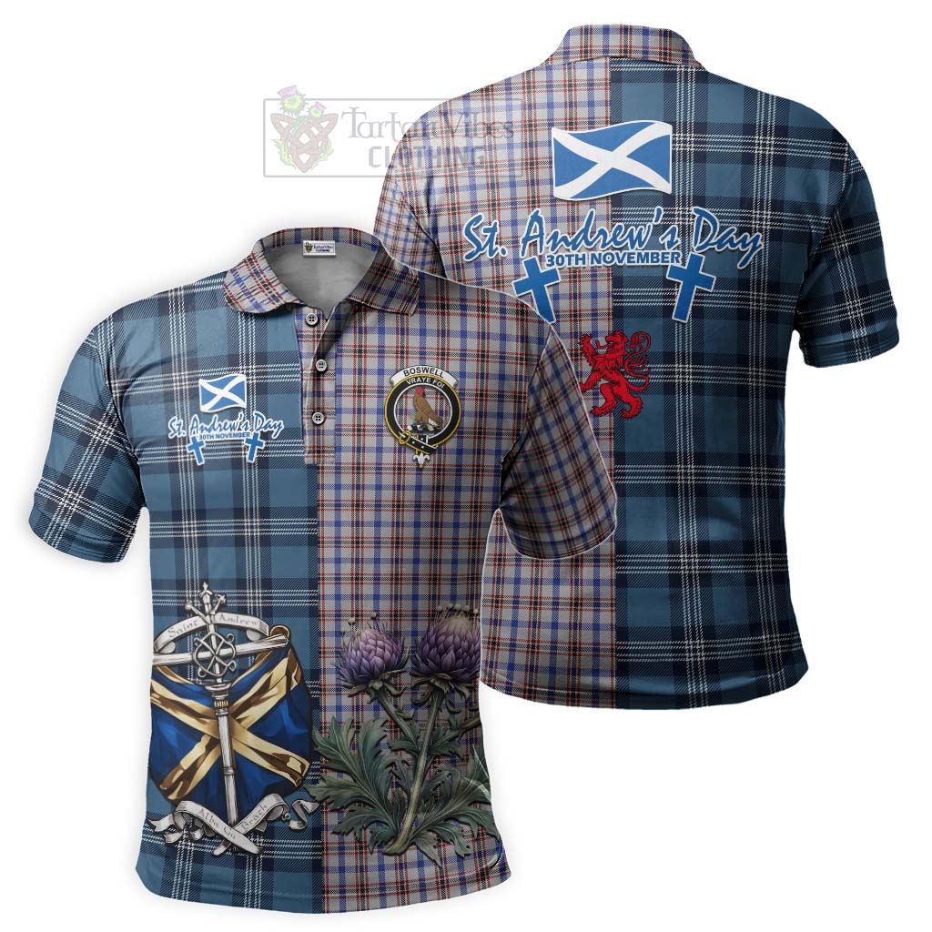 Tartan Vibes Clothing Boswell Tartan Polo Shirt Happy St. Andrew's Day Half Tartan Style