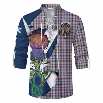 Boswell Tartan Family Crest Ghillie Kilt Shirt Scottish Thistle Celtic Inspired Men - Tartan Vibes Clothing