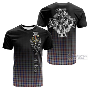 Boswell Tartan Cotton T-shirt Featuring Alba Gu Brath Family Crest Celtic Inspired