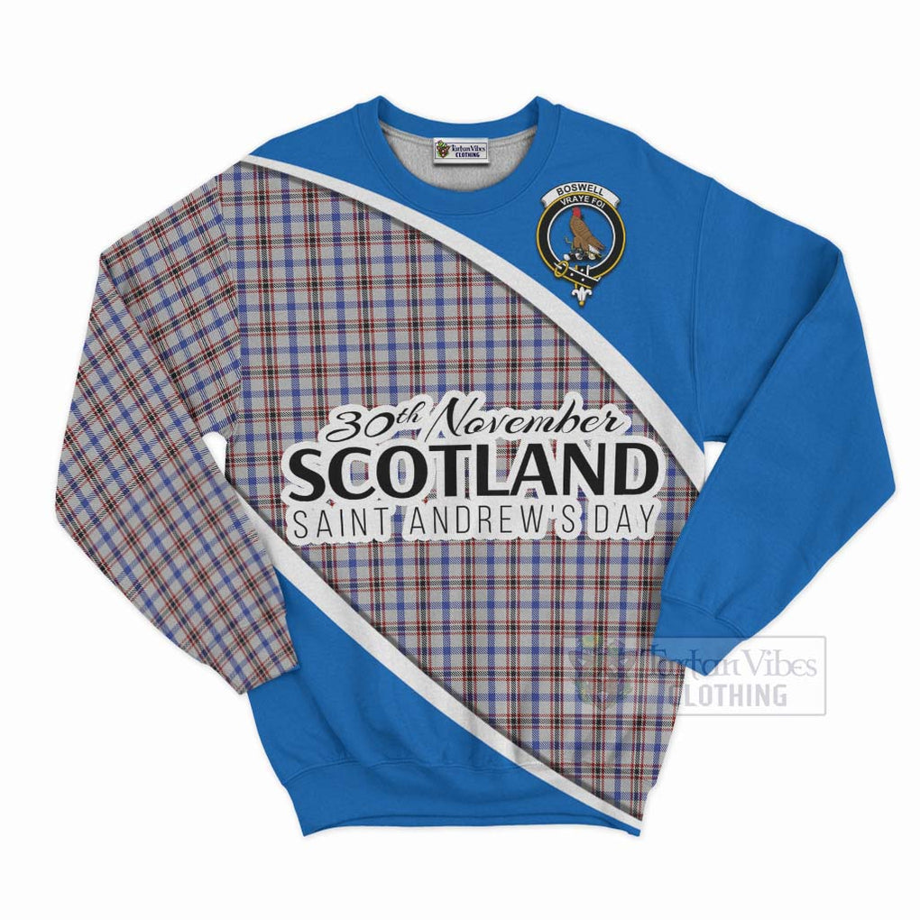 Tartan Vibes Clothing Boswell Family Crest Tartan Sweatshirt Celebrate Saint Andrew's Day in Style