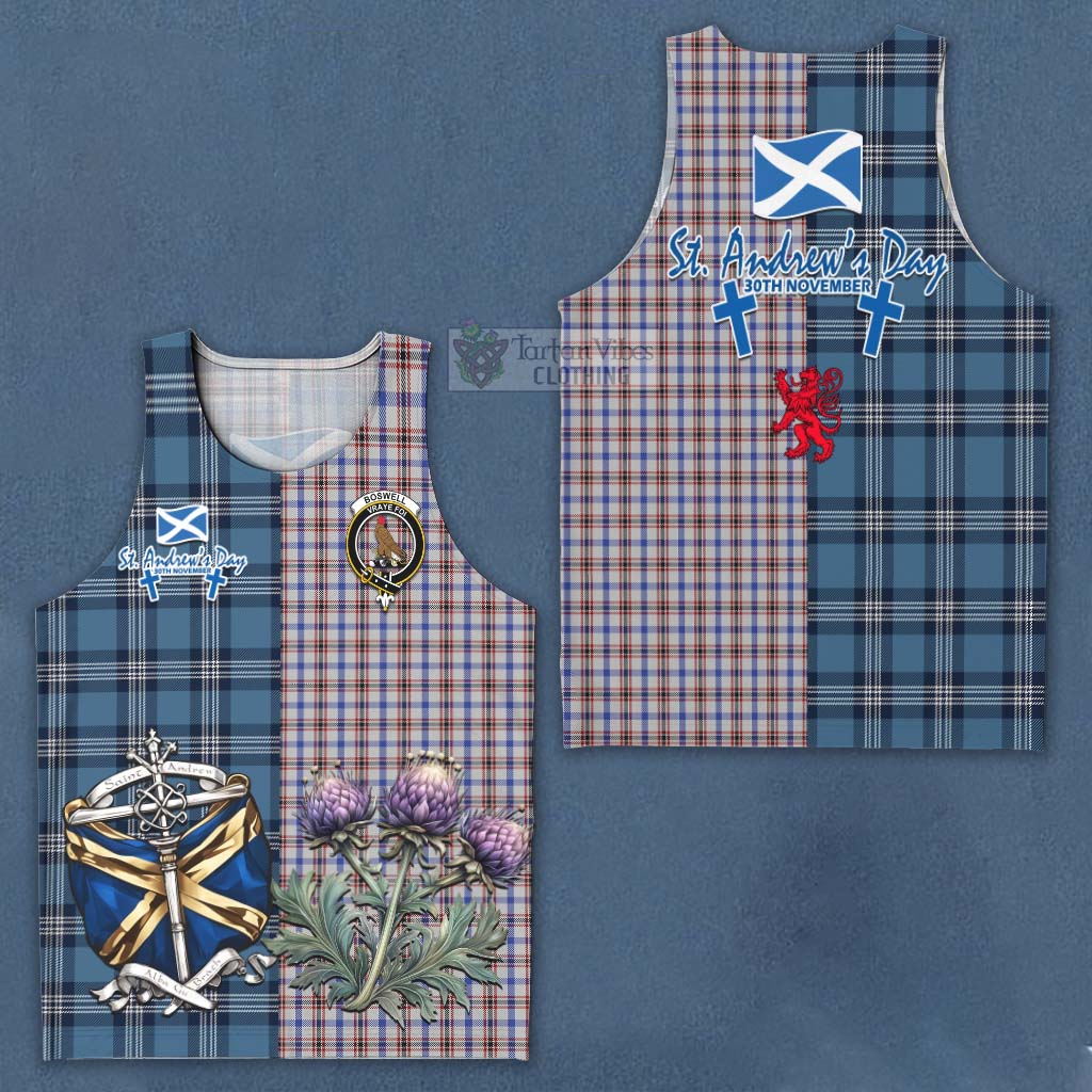 Tartan Vibes Clothing Boswell Tartan Men's Tank Top Happy St. Andrew's Day Half Tartan Style