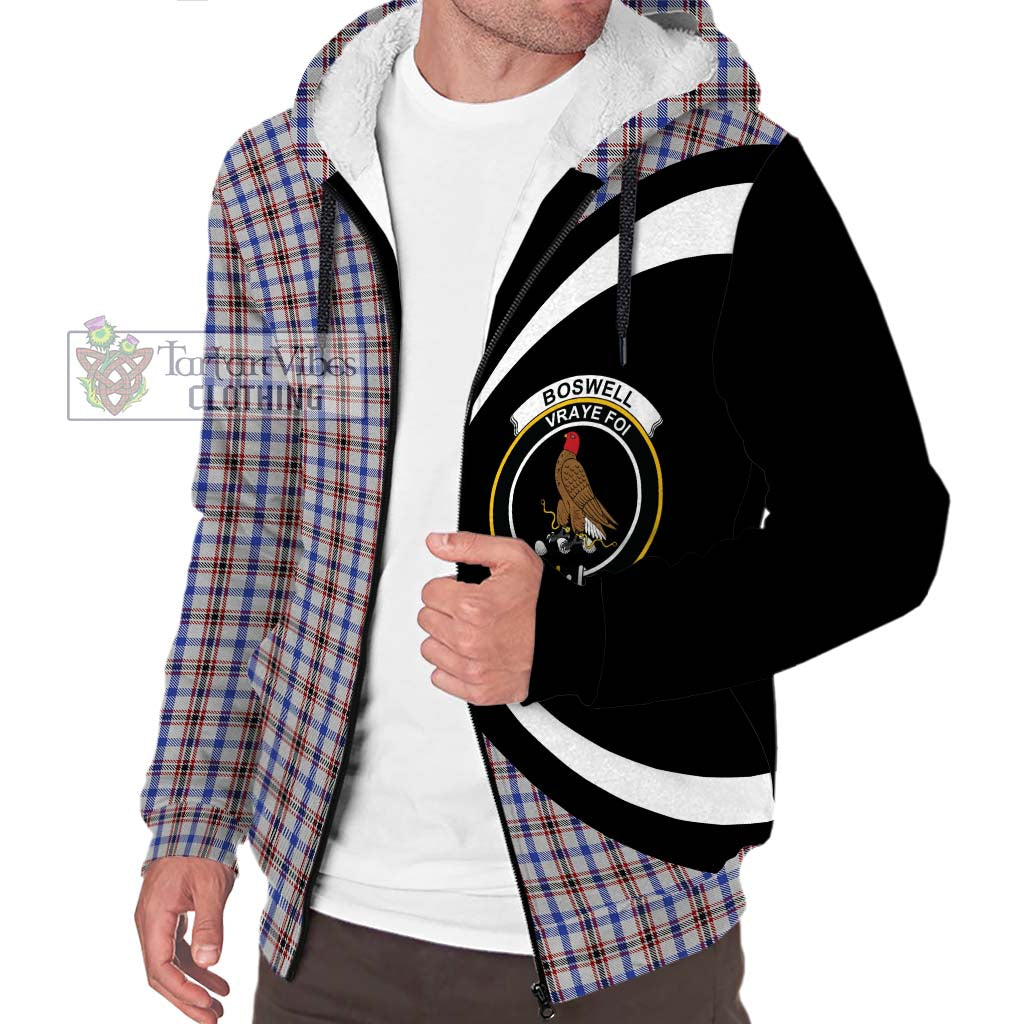 Boswell Tartan Sherpa Hoodie with Family Crest Circle Style Unisex S - Tartan Vibes Clothing