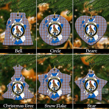 Boswell Tartan Christmas Ornament with Family Crest and Scotland Map