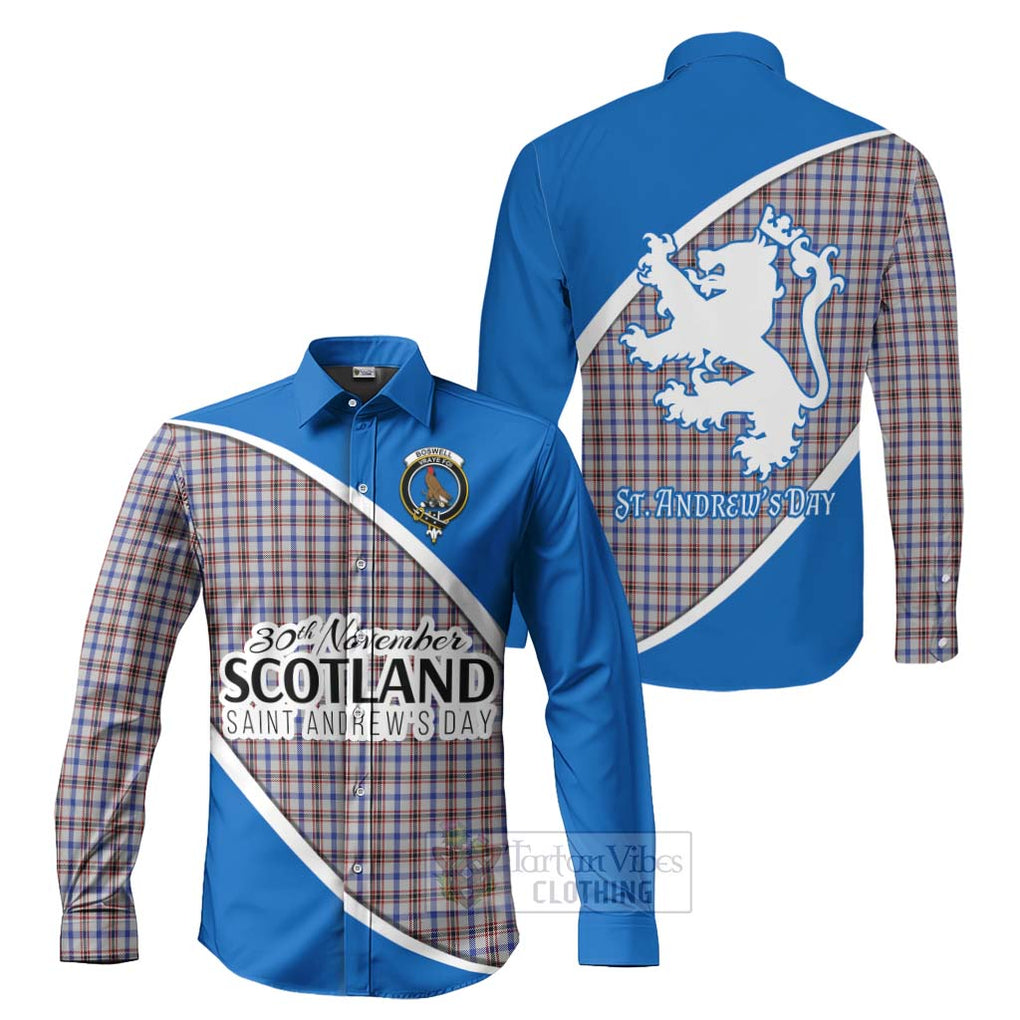 Tartan Vibes Clothing Boswell Family Crest Tartan Long Sleeve Button Shirt Celebrate Saint Andrew's Day in Style