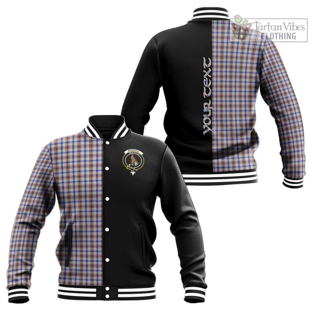 Boswell Tartan Baseball Jacket with Family Crest and Half Of Me Style Unisex - Tartanvibesclothing Shop