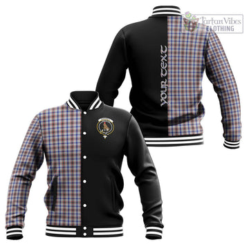 Boswell Tartan Baseball Jacket with Family Crest and Half Of Me Style