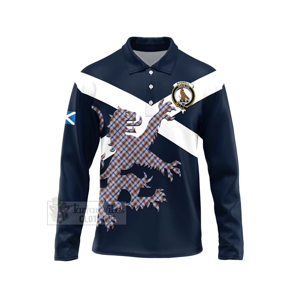 Tartan Vibes Clothing Boswell Tartan Lion Rampant Long Sleeve Polo Shirt – Proudly Display Your Heritage with Alba Gu Brath and Clan Name