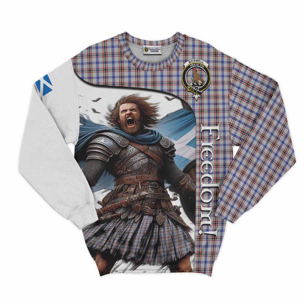 Tartan Vibes Clothing Boswell Crest Tartan Sweatshirt Inspired by the Freedom of Scottish Warrior