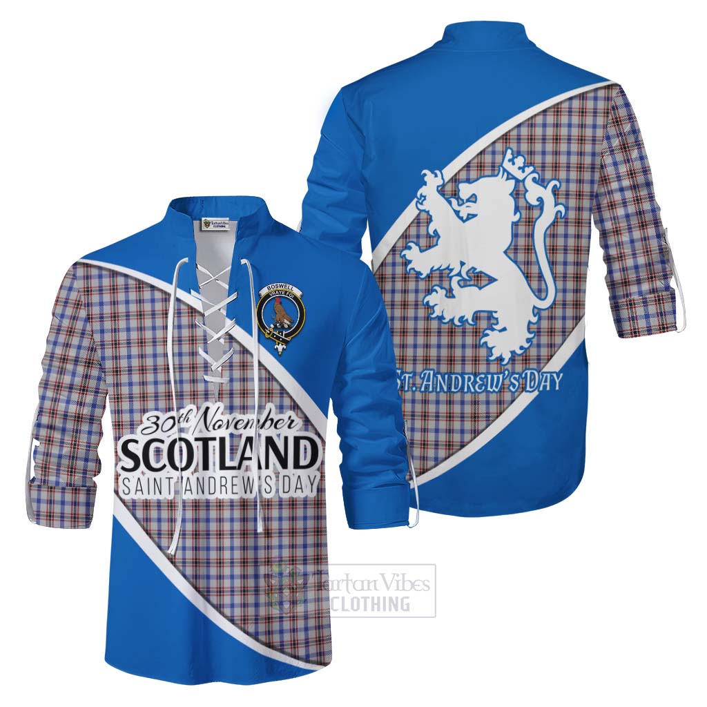 Tartan Vibes Clothing Boswell Family Crest Tartan Ghillie Kilt Shirt Celebrate Saint Andrew's Day in Style