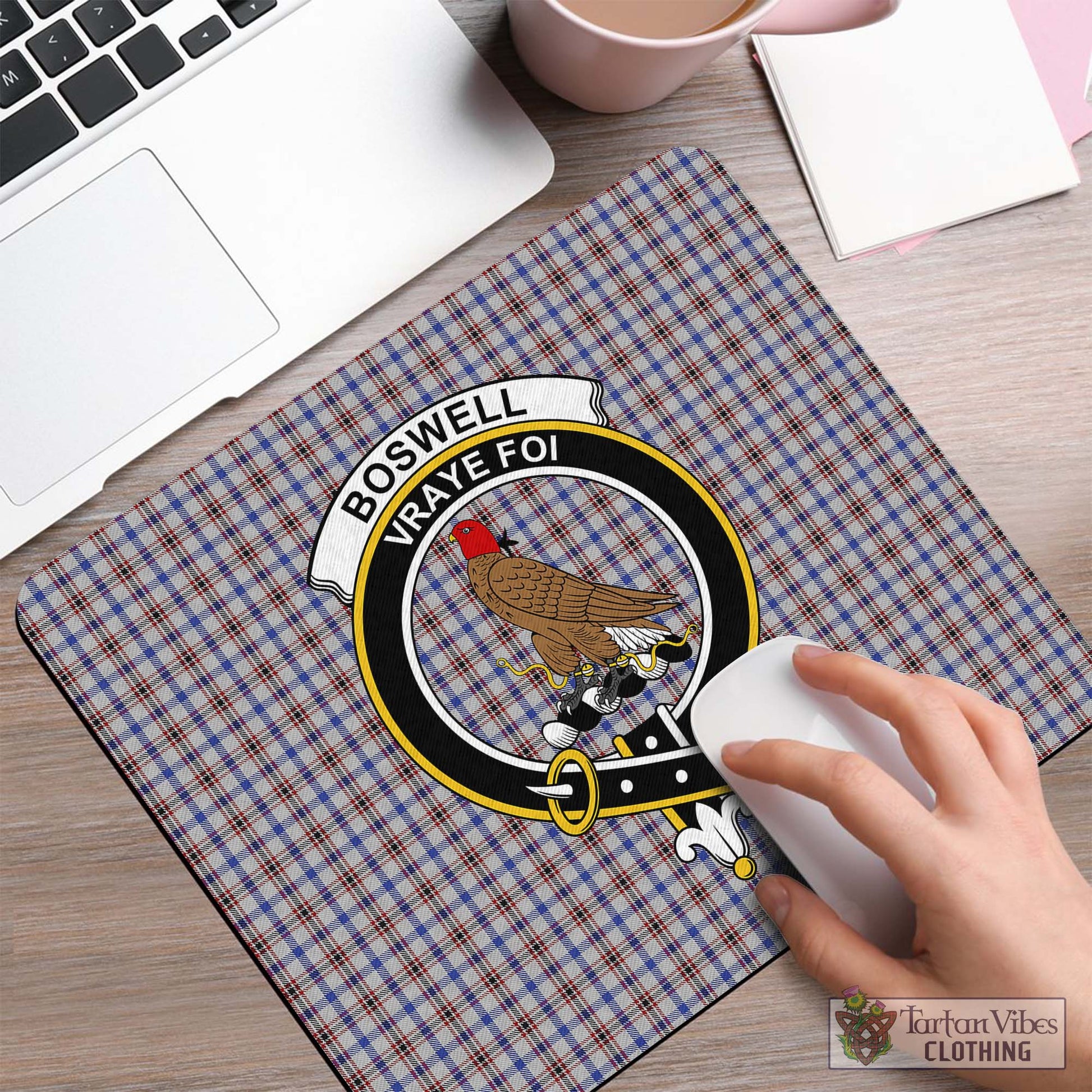 Tartan Vibes Clothing Boswell Tartan Mouse Pad with Family Crest