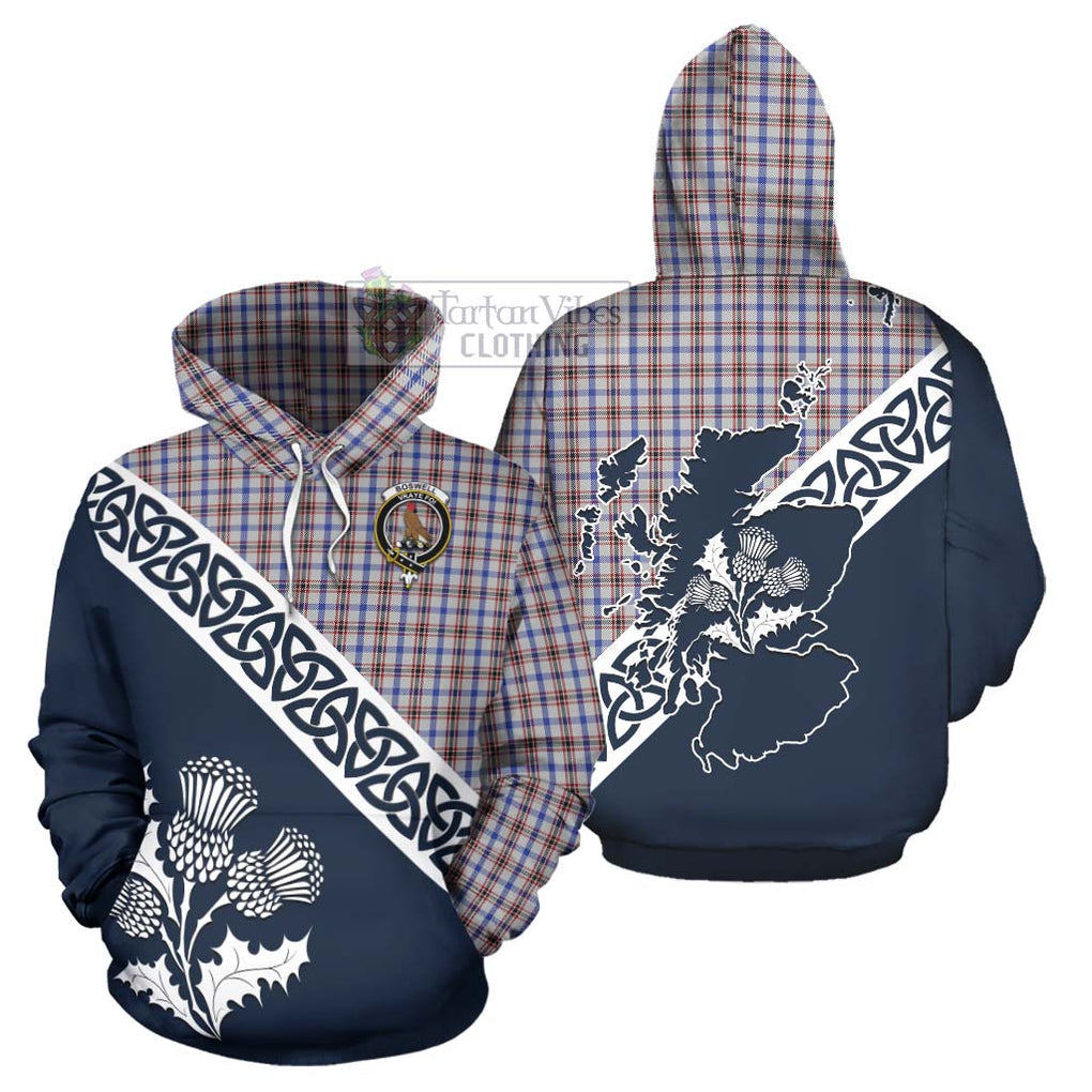 Tartan Vibes Clothing Boswell Tartan Hoodie Featuring Thistle and Scotland Map