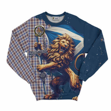 Boswell Tartan Family Crest Sweatshirt with Scottish Majestic Lion