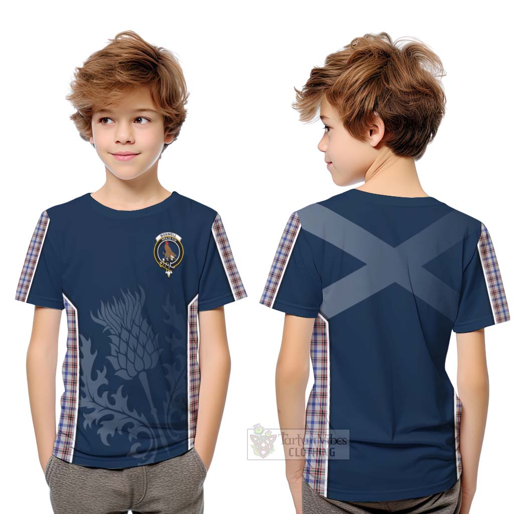 Tartan Vibes Clothing Boswell Tartan Kid T-Shirt with Family Crest and Scottish Thistle Vibes Sport Style