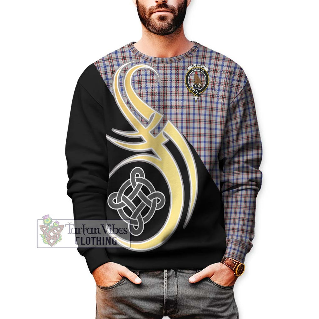 Boswell Tartan Sweatshirt with Family Crest and Celtic Symbol Style Unisex - Tartan Vibes Clothing