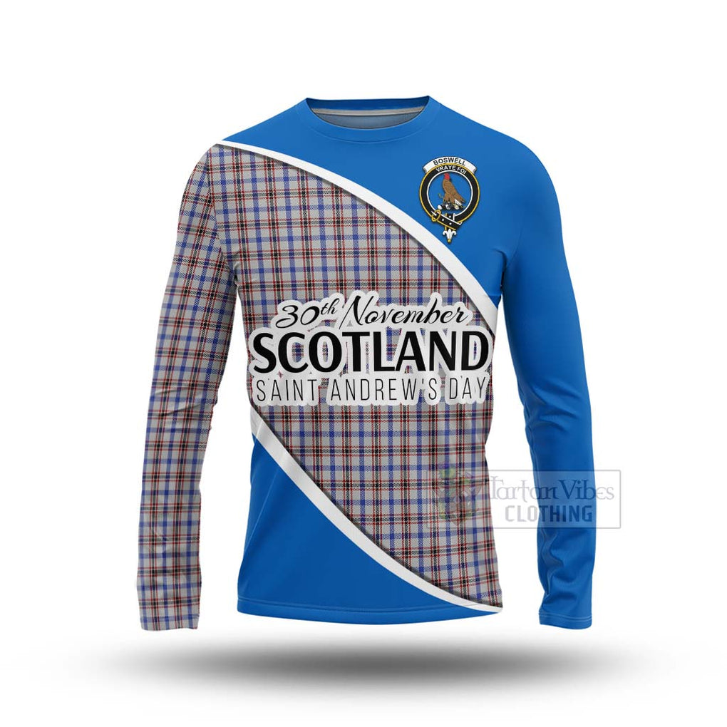 Tartan Vibes Clothing Boswell Family Crest Tartan Long Sleeve T-Shirt Celebrate Saint Andrew's Day in Style