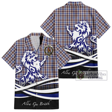 Boswell Tartan Short Sleeve Button Shirt with Alba Gu Brath Regal Lion Emblem