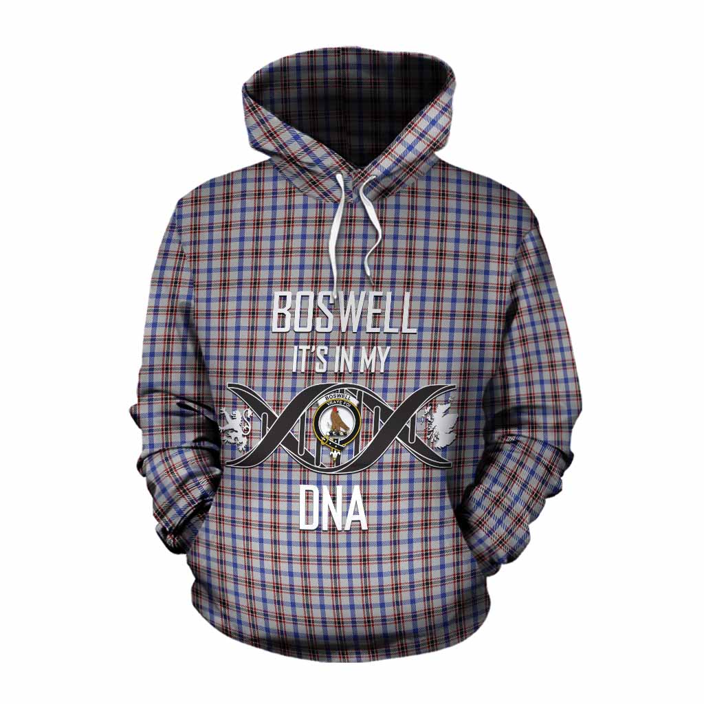 Tartan Vibes Clothing Boswell Tartan Cotton Hoodie with Family Crest DNA In Me Style