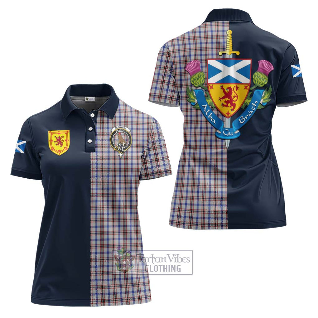 Tartan Vibes Clothing Boswell Tartan Women's Polo Shirt with Scottish Lion Royal Arm Half Style