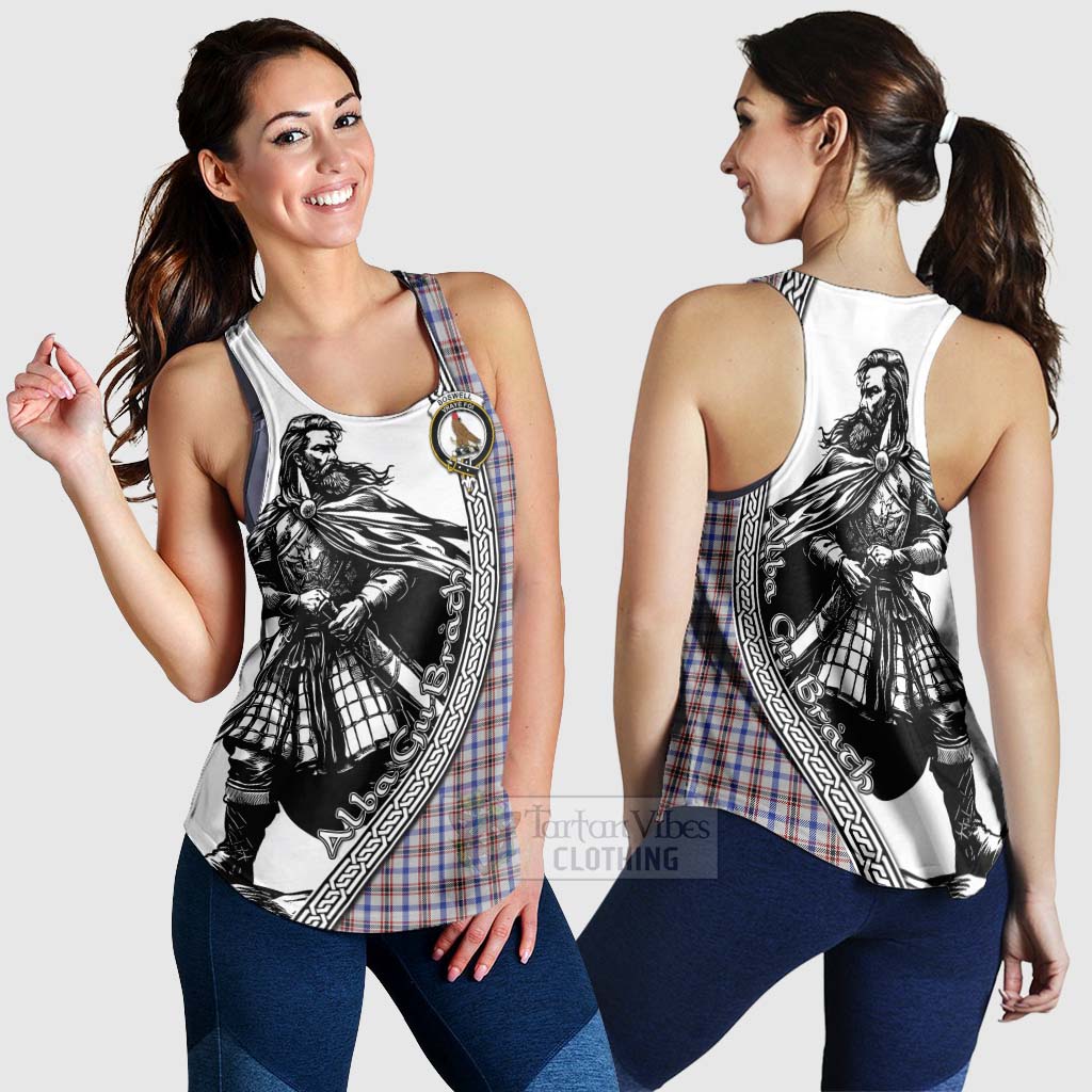 Tartan Vibes Clothing Boswell Tartan Clan Crest Women's Racerback Tanks with Highlander Warrior Celtic Style