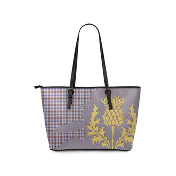 Boswell Tartan Leather Tote Bag Gold Thistle Style - Tartan Vibes Clothing