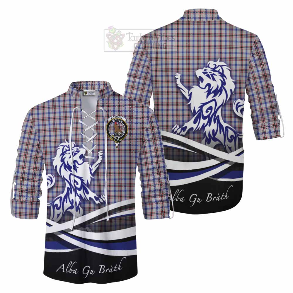 Tartan Vibes Clothing Boswell Tartan Ghillie Kilt Shirt with Alba Gu Brath Regal Lion Emblem