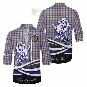 Boswell Tartan Ghillie Kilt Shirt with Alba Gu Brath Regal Lion Emblem