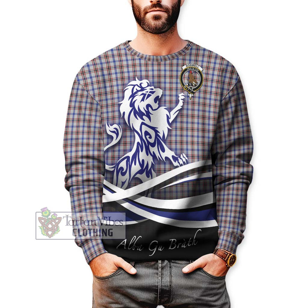 Boswell Tartan Sweatshirt with Alba Gu Brath Regal Lion Emblem Unisex - Tartanvibesclothing Shop